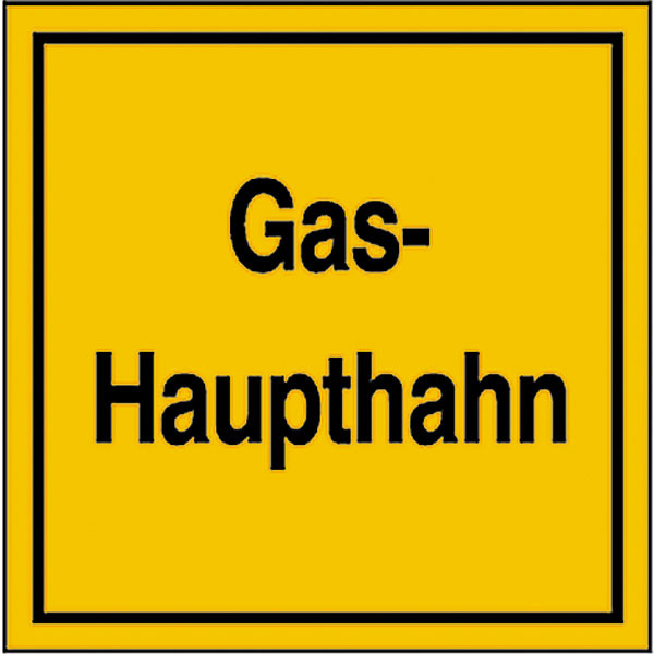 Hinweisschild für Gasanlagen | Gashaupthahn
