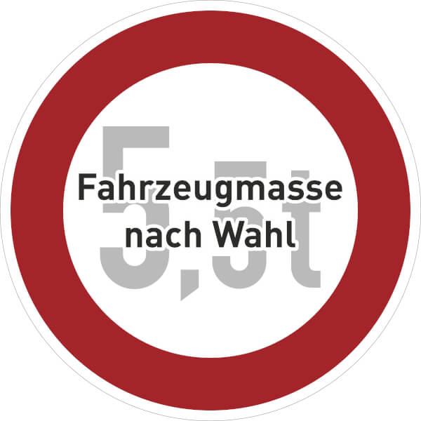 Verkehrsschild | Verbot für Fahrzeuge über bestimmtem Gewicht VZ: 262