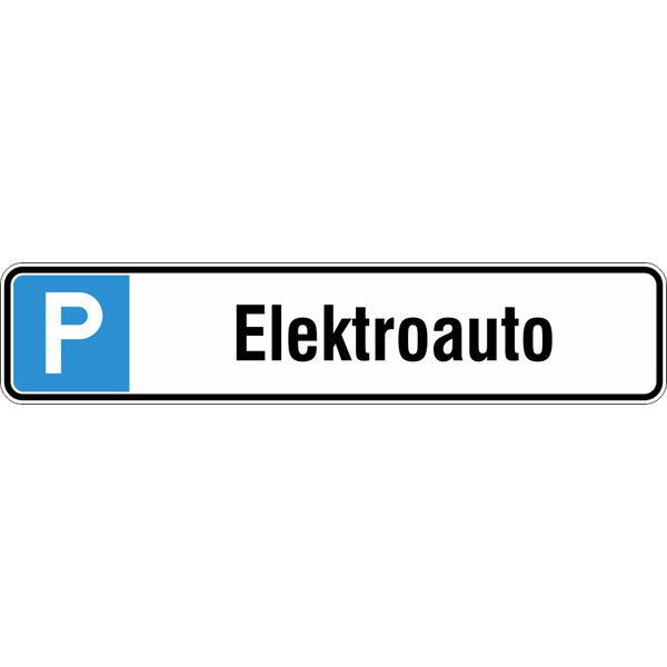 Parkplatzschild | Symbol: P, Text: Elektroauto