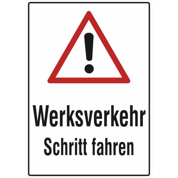 Verkehrsschild | Werksverkehr Schritt fahren