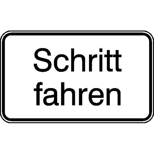 Hinweisschild für Tankanlagen und Garagen | Schritt fahren