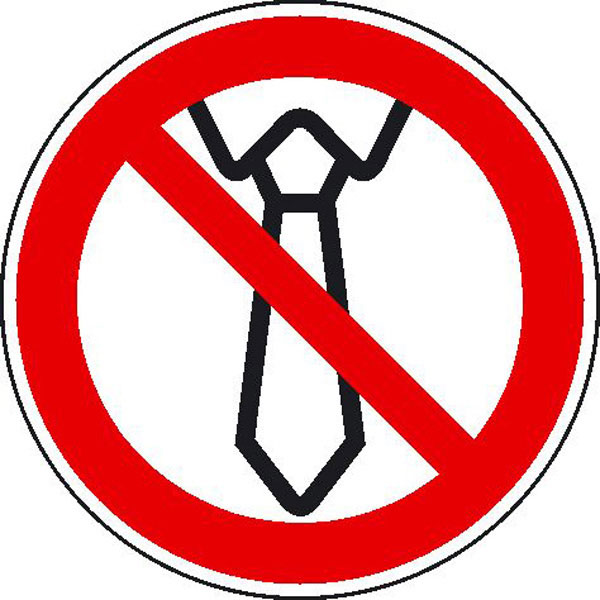 Verbotsschild | Bedienung mit Krawatte verboten