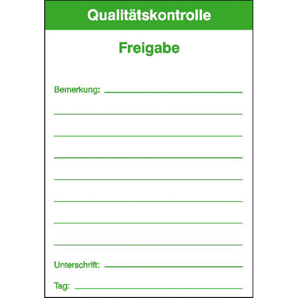 Qualitätskennzeichnungsetiketten | Text: Qualitätskontrolle - Freigabe -