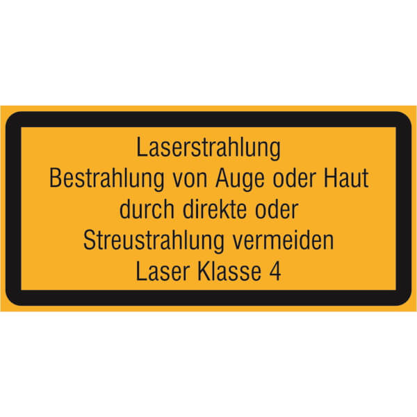 Warn-Zusatzschild - Laserkennzeichnung | Laserstrahl. Bestrahlung von Auge oder Haut durch