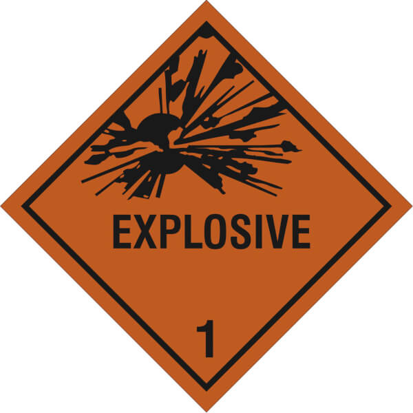 SafetyMarking Gefahrzettel nach ADR | Klasse 1, Explosive Stoffe und Gegenstände Explosive