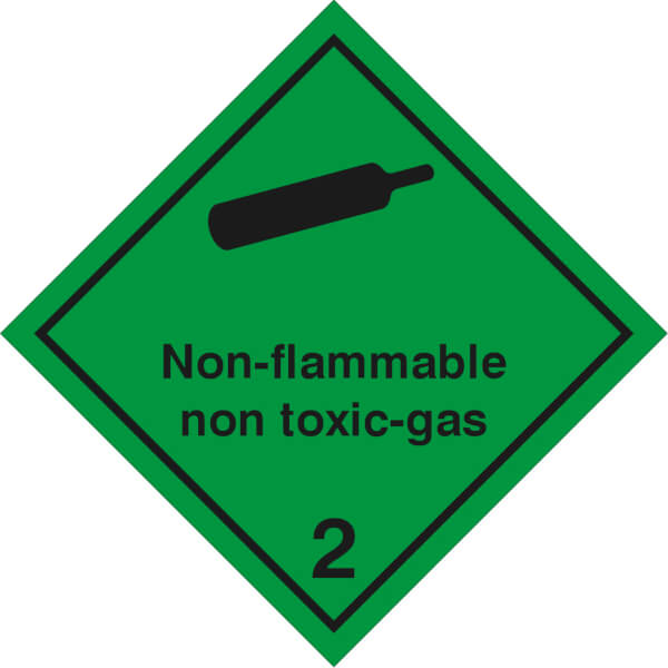 SafetyMarking Gefahrzettel nach ADR | Klasse 2.2, Nicht entzündbare Gase, nicht giftige Gase + Zusatztext