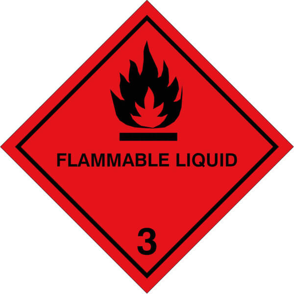 SafetyMarking Gefahrzettel nach ADR | Klasse 3, Entzündbare flüssige Stoffe Flammable Liquid