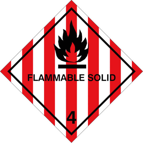 SafetyMarking Gefahrzettel nach ADR | Klasse 4.1 Entzündbare, feste Stoffe Flammable Solid