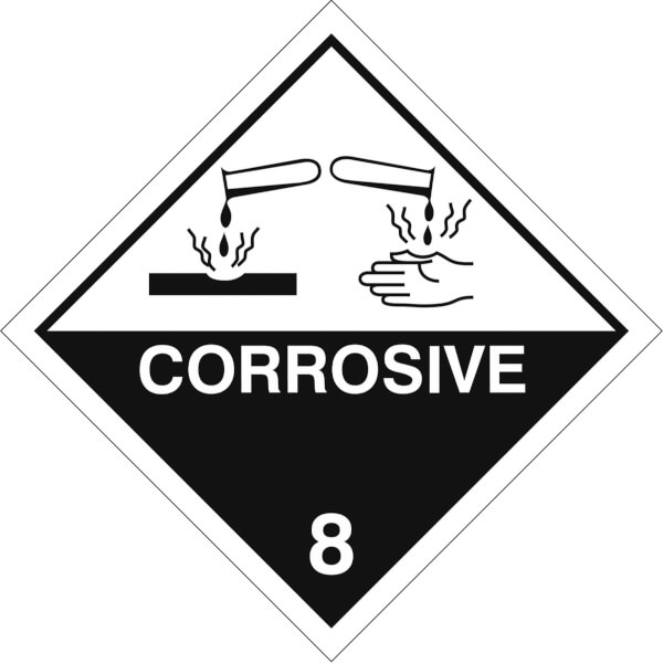 SafetyMarking Gefahrzettel nach ADR | Klasse 8, Ätzende Stoffe Corrosive
