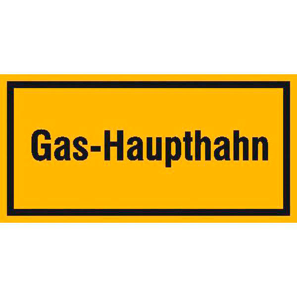 Hinweisschild - Betriebskennzeichnung | Gas-Haupthahn