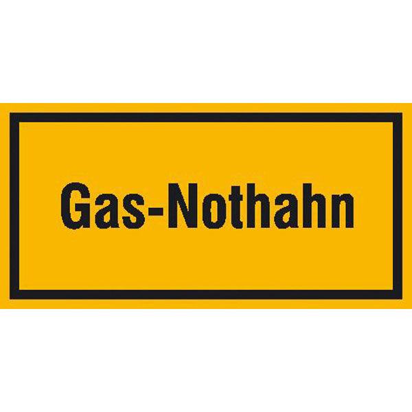 Hinweisschild - Betriebskennzeichnung | Gas-Nothahn