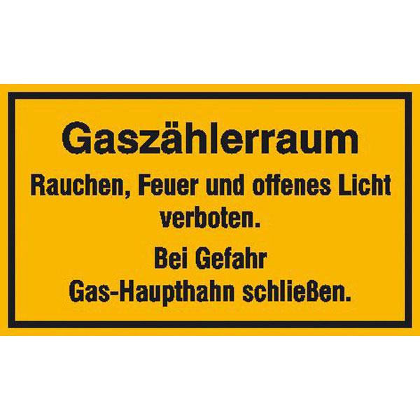 Hinweisschild - Betriebskennzeichnung | Gaszählerraum