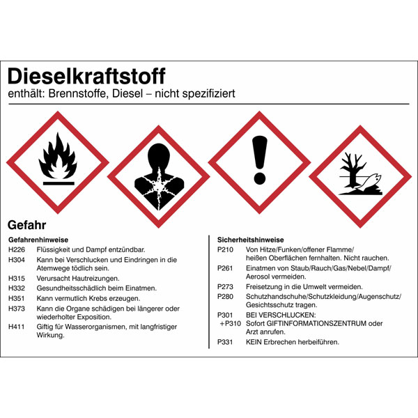 Gefahrstoffetikett | Dieselkraftstoff