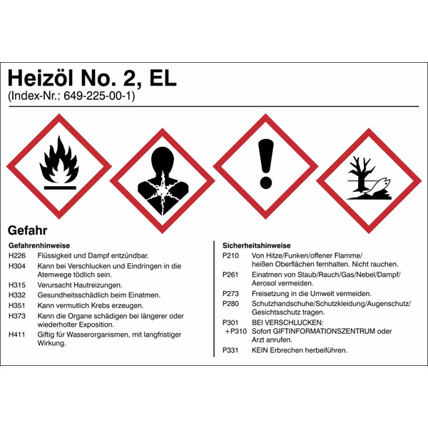 Gefahrstoffetikett | Heizöl EL No. 2