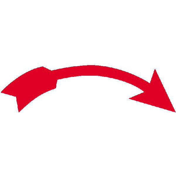 Drehrichtungspfeile auf Bogen | weiß/rot, Ausführung gebogen, rechtsweisend