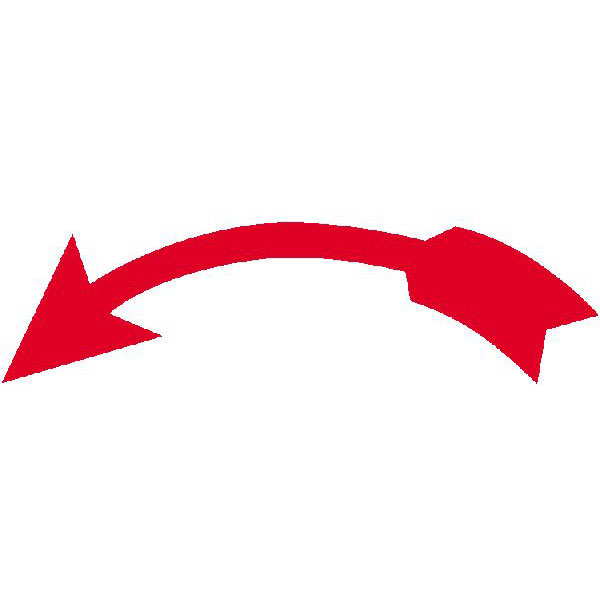 Drehrichtungspfeile auf Bogen | weiß/rot, Ausführung: gebogen, linksweisend