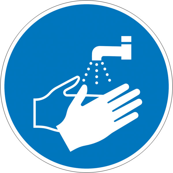 Gebotsschild auf Bogen | Hände waschen