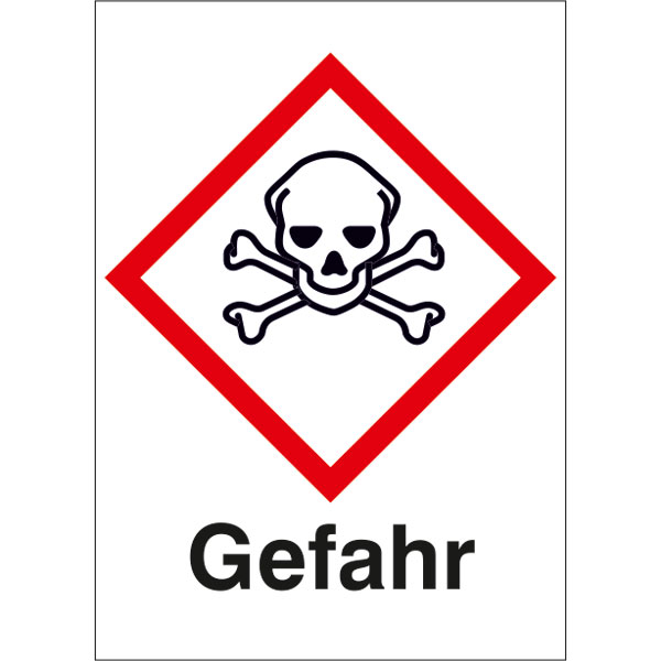 GHS-Gefahrstoffetikett | Kombischild mit Text: Gefahr