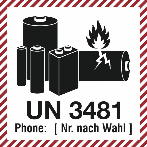 Verpackungsetikett | UN 3481 für Lithium-Ionen-Batterien mit oder in Ausrüstungen verpackt