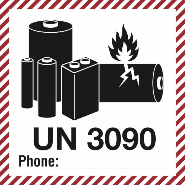 Verpackungsetikett | UN 3090 für Lithium-Metall-Batterien