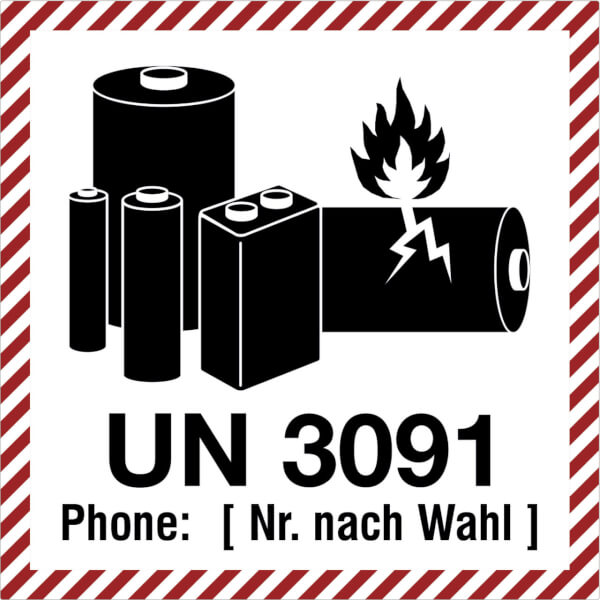 Verpackungsetikett | UN 3091 für Lithium-Metall-Batterien mit oder in Ausrüstungen verpackt