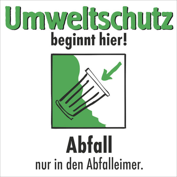 Etiketten - Umweltschutz beginnt hier | Abfall nur in den Abfalleimer