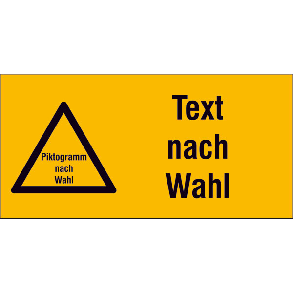 Warn-Kombischild | mit Piktogramm und Text nach Wahl