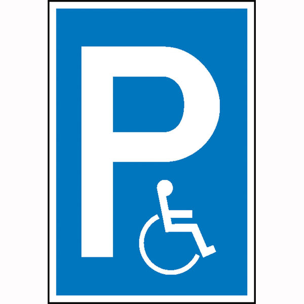Parkplatzschild | Symbol: P,  Symbol: Rollstuhlfahrer