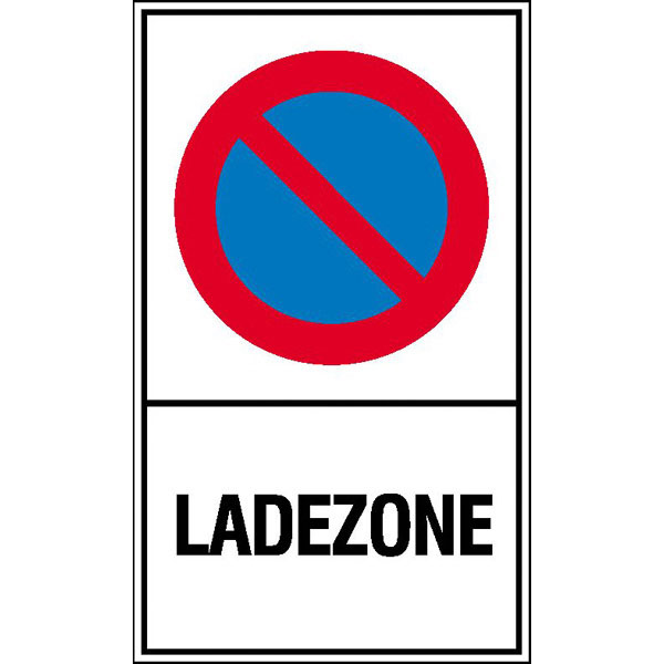 Haltverbotsschild | Symbol: Eingeschränktes Haltverbot, Text: Ladezone