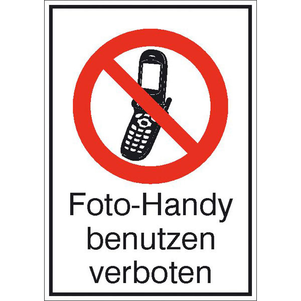 Verbots-Kombischild | Foto-Handy benutzen verboten