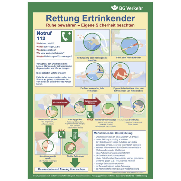 Aushang - Berufsgenossenschaft | Rettung Ertrinkender