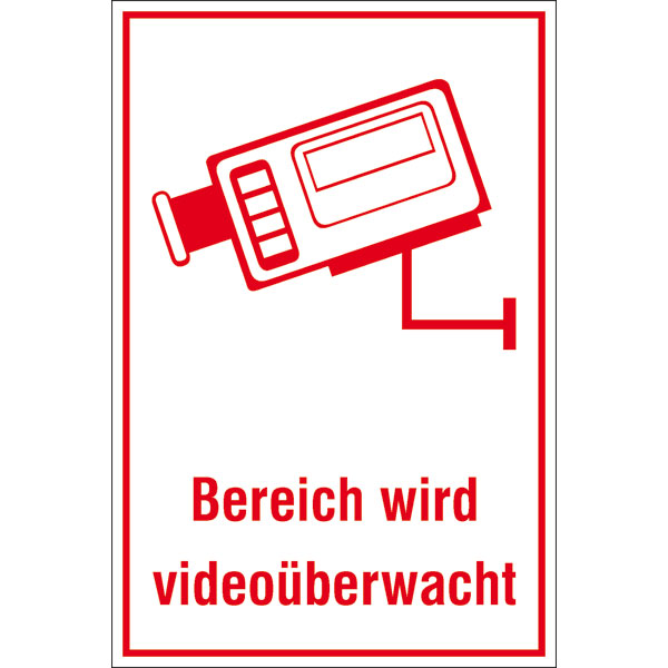 Video Infozeichen -  Betriebskennzeichnung | Bereich wird videoüberwacht
