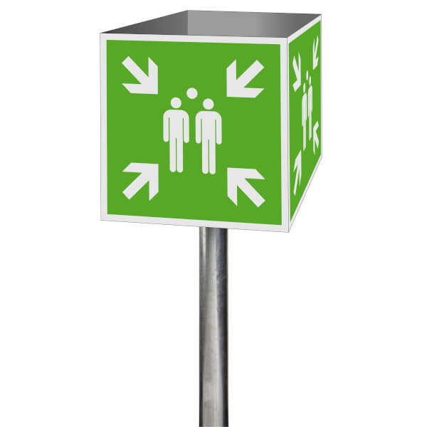 Fluchtwegschild-Würfel | Sammelstelle
