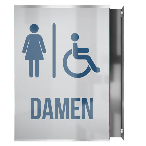 GlasFix Fahnenschild | bestehend aus 2 Echtglas-Schildern und einem Edelstahlbügel