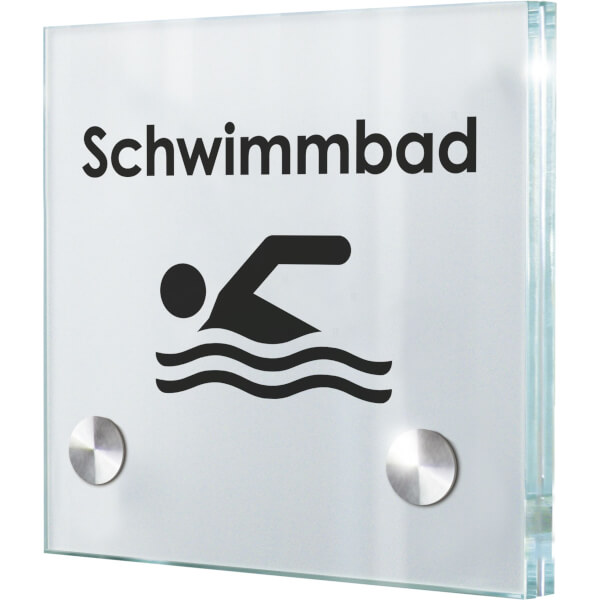 CRISTALLO Türschild | rahmenlos aus 2 x 4 mm Sicherheitsglas mit hochwertigen Edelstahlhaltern