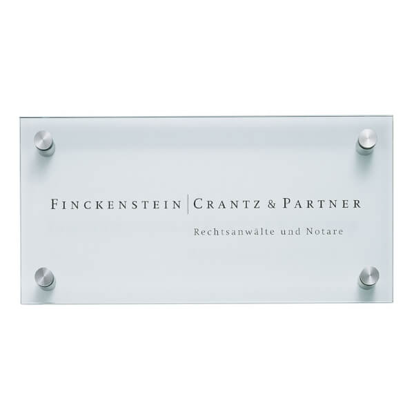 MyTrack Glasschild | rahmenloses 5 mm Glasschild mit 4 Edelstahlhaltern CO5580 MyTrack Glasschild | rahmenloses 5 mm Glasschild mit 4 Edelstahlhaltern