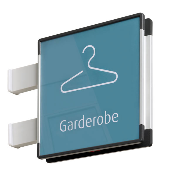 Signcode Flag Fahnenschild | mit Kunststoffabdeckung und Aluminiumrahmen für Papiereinlagen