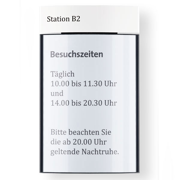 PacificX Infotafel A4 Hochformat | leicht gewölbtes Wandschild mit weißer Kopfleiste zum Beschriften