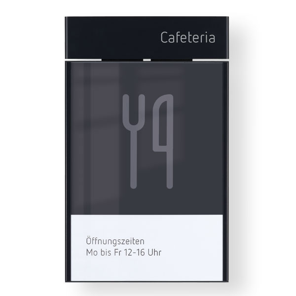 MessengerX Infotafel A4 Hochformat | mit schwarzer Kopfleiste zum Beschriften