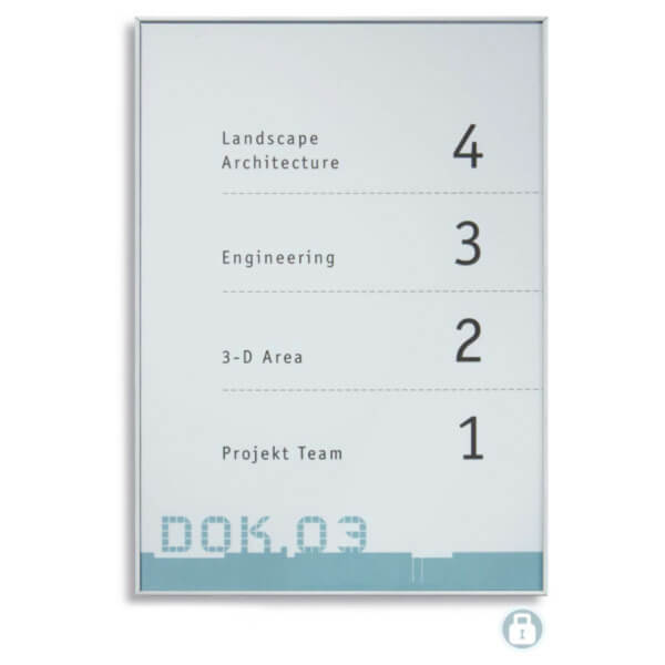 NEW AGE Secure Infotafel A4 Hochformat | zeitloses Design in flacher Bauweise, Wandschild mit Einlagensicherung